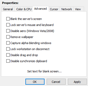 Advanced options